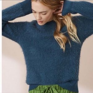 LOU & GREY Teal Eyelash Fuzzy Cozy Warm Comfy Wool Blend Sweater Size Medium